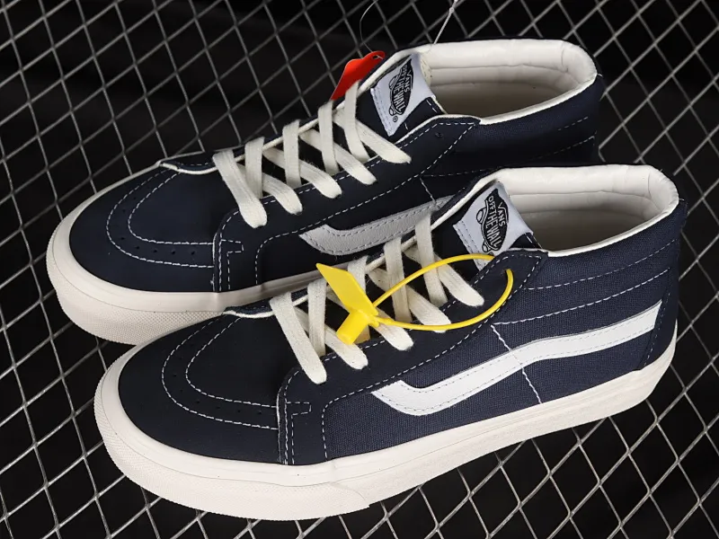 All categories Vans Vans series Vans Mid Vans China Vans Sk8-Mid Reissue Navy mid-top casual vulcanized canvas sneakers VN0A32QZ9G6